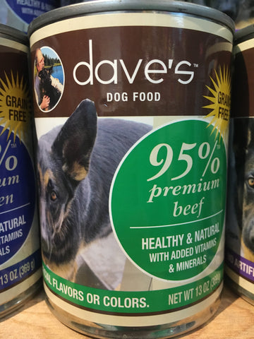 Dave's Pet Food 95% Premium Beef 13 oz (CASE)