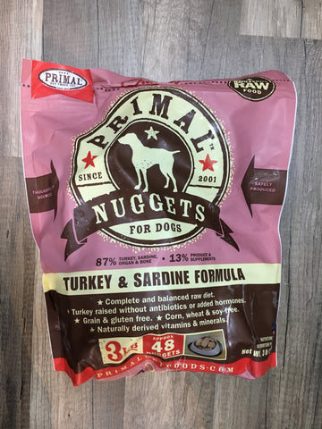 Primal Dog Frozen Turkey/Sardine Nugget (3 Lbs)